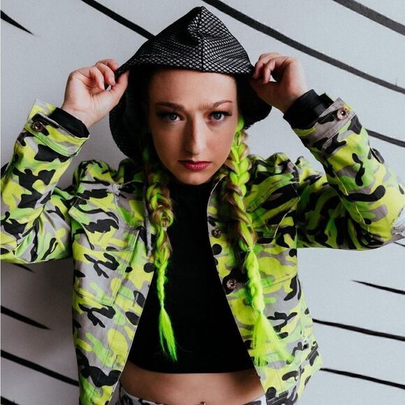 Celestial Bodiez NWT Cargo Cult Jacket in Hidden in Neon Camo Print Size Large - Picture 2 of 7